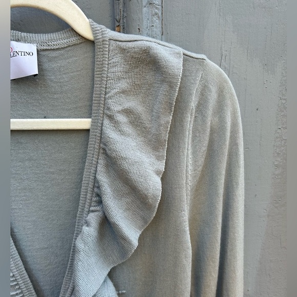 Red Valentino blue ruffle front sweater, size approx Small - Picture 5 of 9